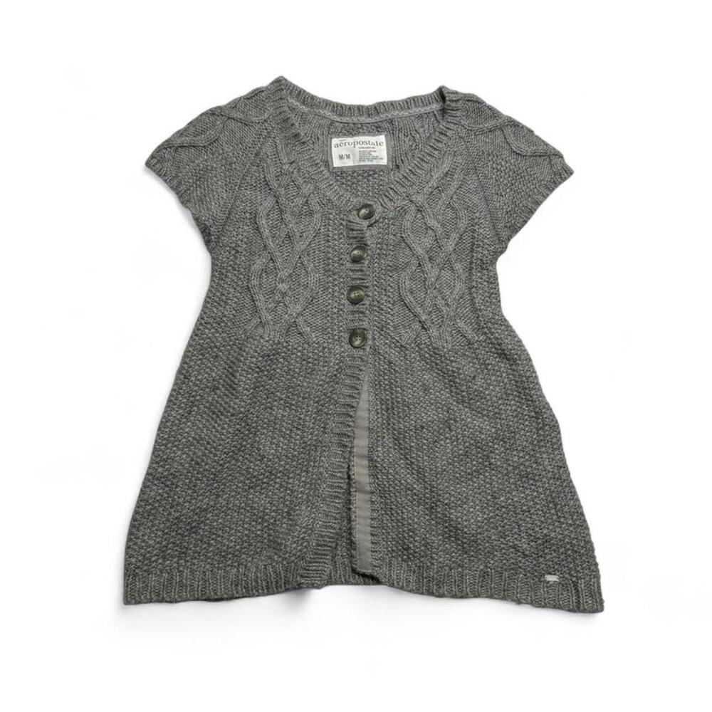 Aeropostale Baby Doll Button Up Short Sleeve lace size Medium  cardigan styled